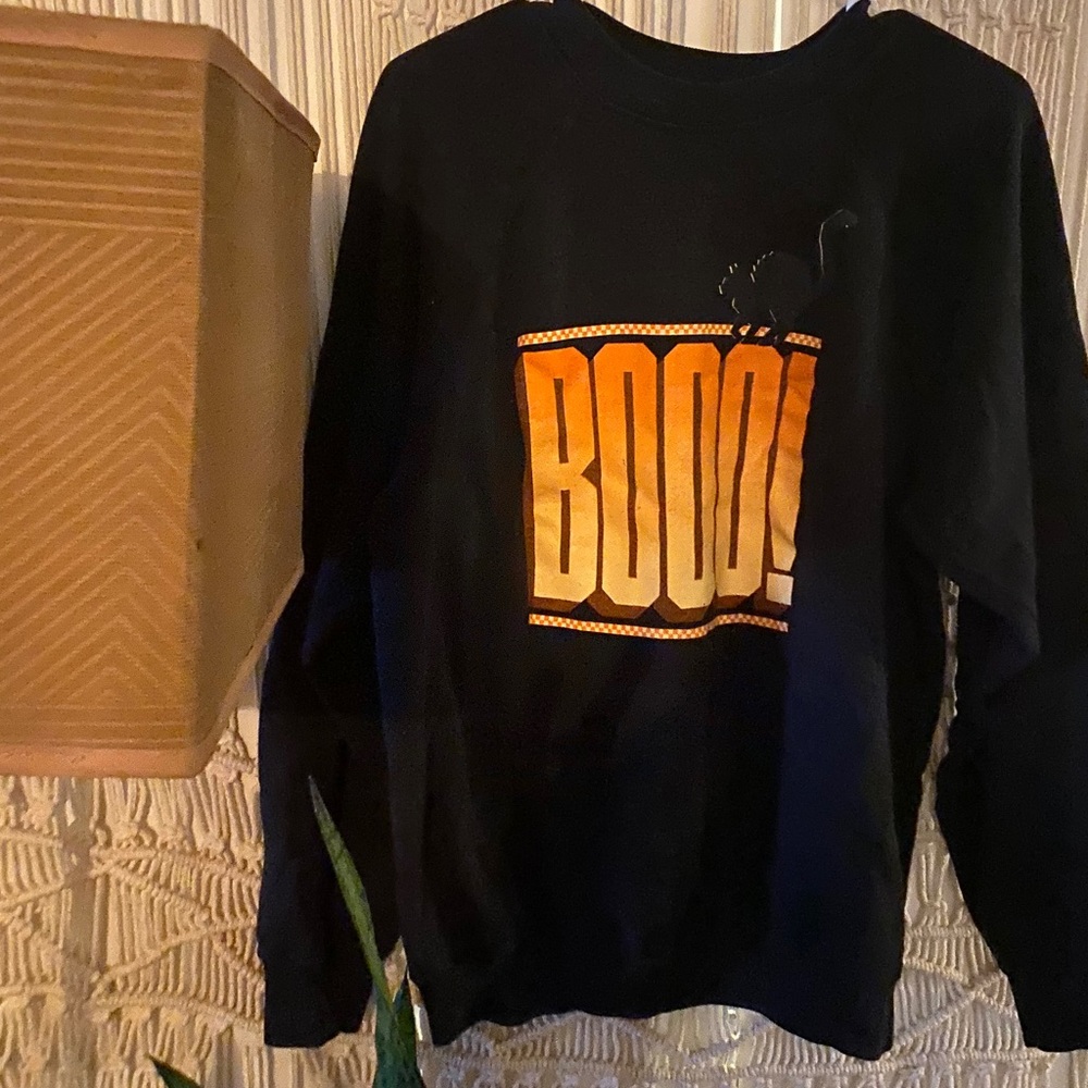 Vintage BOOO Halloween Black Sweatshirt Size Large
